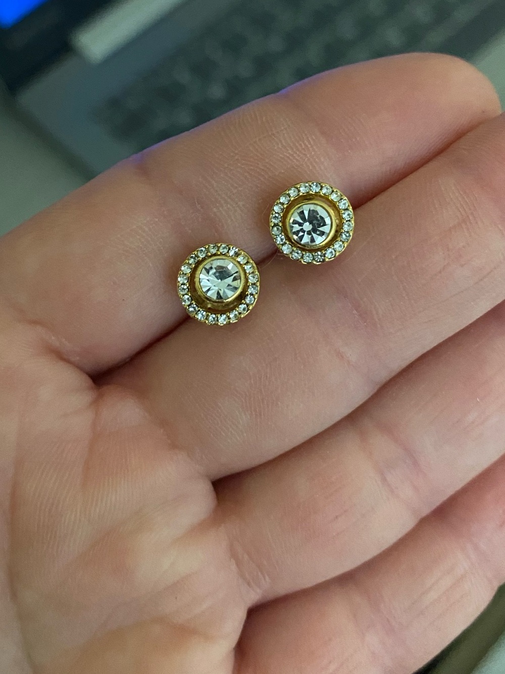 Coach Gold-Tone Clear Crystal Halo Stud Earrings